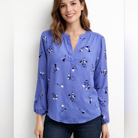 Ann Taylor Tops - Ann Taylor Blue Floral Blouse